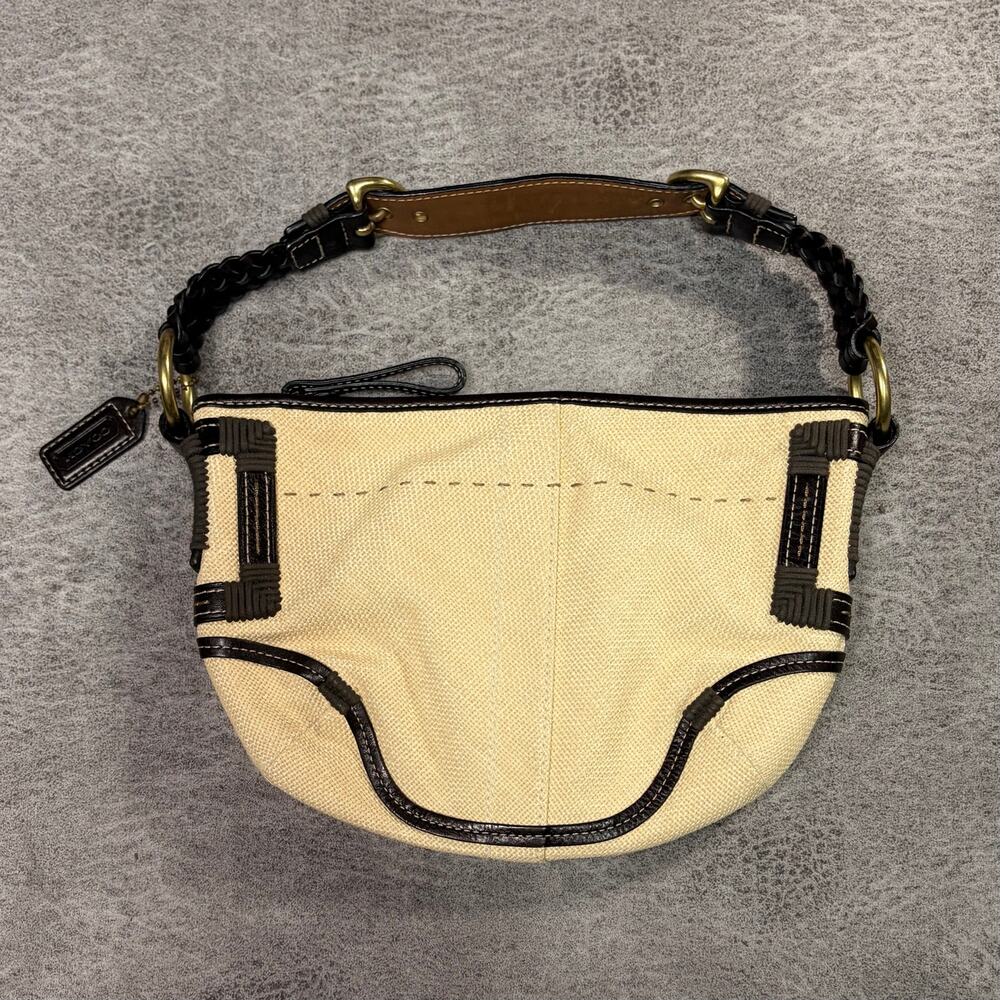 Coach Cream Straw Hobo Mini Shoulder Bag